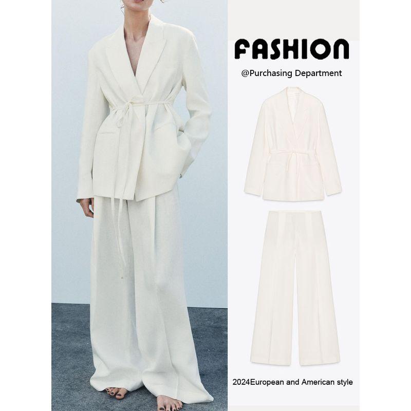 Za2025 Spring New Women Clothes Temperament Blazers 2464586 Loose Comfortable Pleated Pants 2420586
