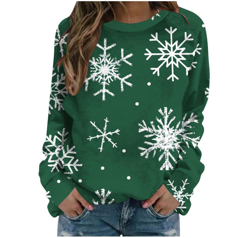 Christmas Tree Pattern Sweatshirt3D Print Women's Long Sleeve Round Neck Hoodie Fashion Casual Xmas Pullover Women's Streetwear