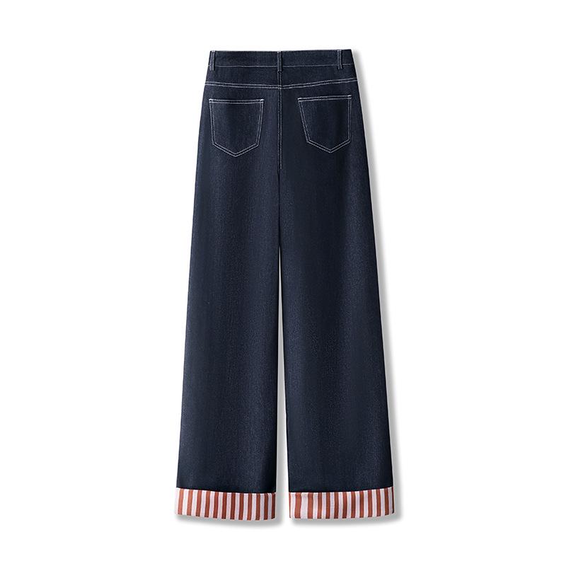 Women's Wide-Leg High-Waisted Dark Blue Jeans - Retro Style for Spring 2025