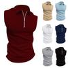 Men's Collared 1/4 Zip-up Top Casual Sports Sleeveless Vest