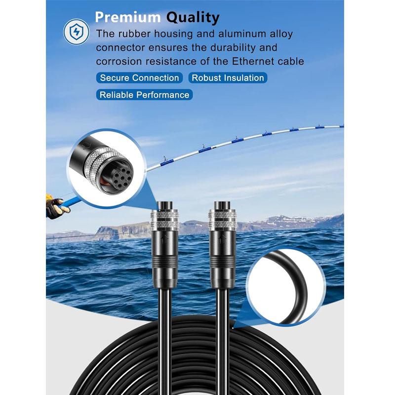 720073-2 AS EC 10E 8 Pin Ethernet Cable for Humminbird, All APEX/XPLORE/SOLIX/ONIX. Fits All HELIX 7/8/9/10/12/15 (10 Feet)