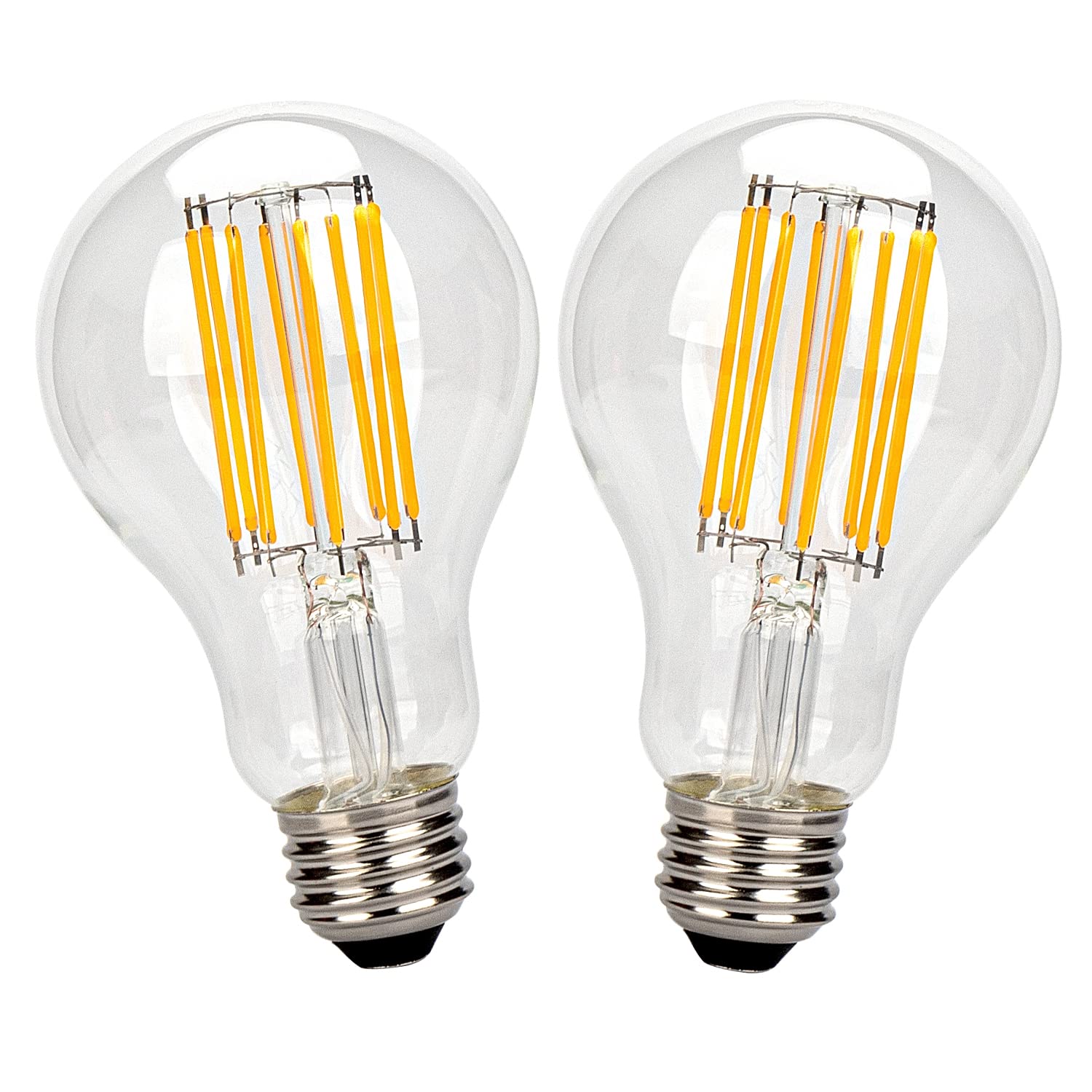 

Светодиодная лампа-нить, Эквивалент лампы накаливания 100 Вт, Цоколь E26, Прозрачная лампа Эдисона, 11 Вт Теплый белый, 2700K, 1500 лм, A70, Диммируемая, Высокая