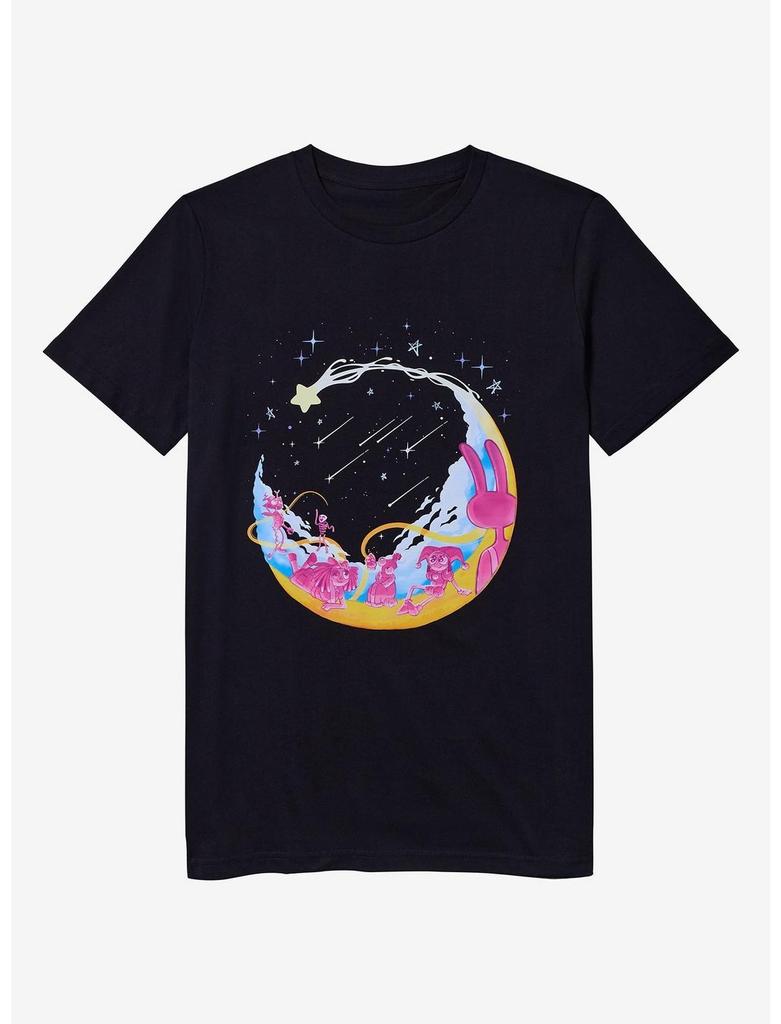 2026 Summer Unisexs Cartoon Printed Black Round Neck Short Sleeved Casual 100 Pure Cotton Soft Breathable Holiday Tshirt