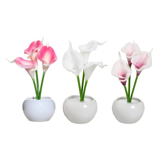 Calla Lily Lamp LED Simulation Light with Ceramic Calla Lily Flower Night Vase Faux Floral Bedroom