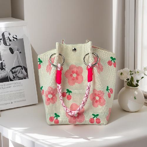 Women Knitted Bucket Tote Bag Large Capacity Versatile Handbag For Work Travel Lunch Storage
