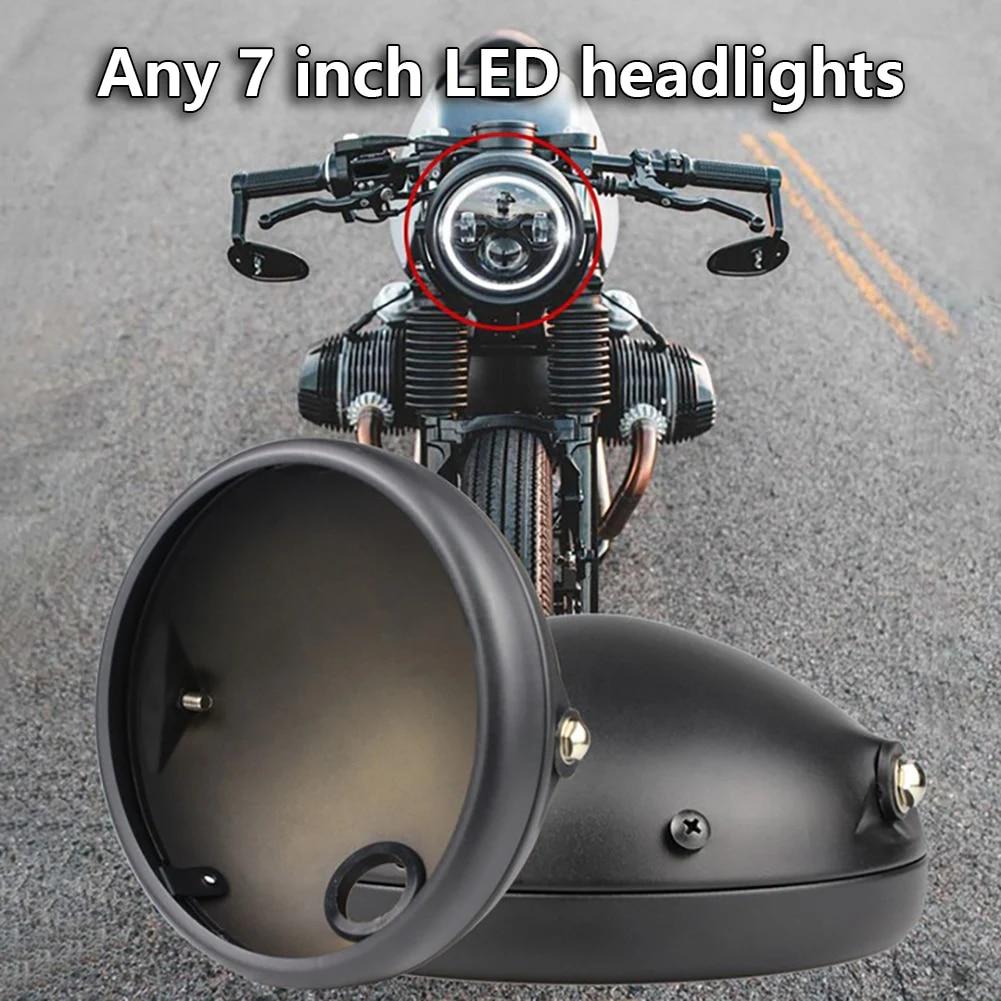 7 Inch Retro Modified Motorcycle LED Headlight Housing Bucket Headlight Base Headlight Shell Bucket Housing Shell Trim Holder