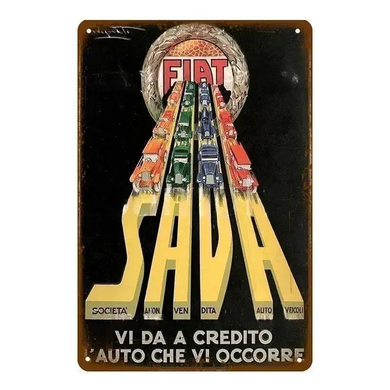 Classic Fiat 500 Vintage Metal Tin Signs Metal Poster Wall Art Decor Poster Cafe Bar Pub Home Wall Decor Car Metal Art Poster
