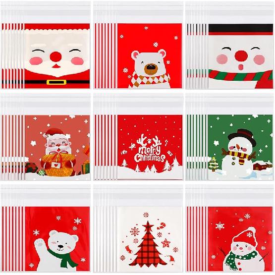 FEBSNOW Halloween 450pcs Self-adhesive Candy Cellophane Treat Bags Cookie Bags for Halloween Trick or Treat Goodie Party Favor Supplies (9 Patterns)