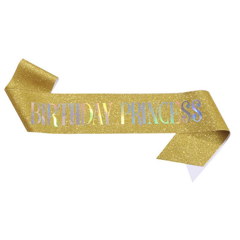 European & American Glitter Princess Birthday Sash for Girls