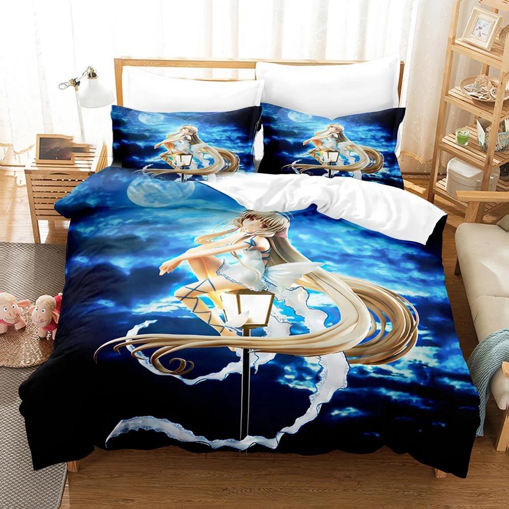 3D Printed Anime Chobits Chi Bedding Set Boys Girls Twin Queen Size Duvet Cover Pillowcase Bed Kids Adult Home Textileextile