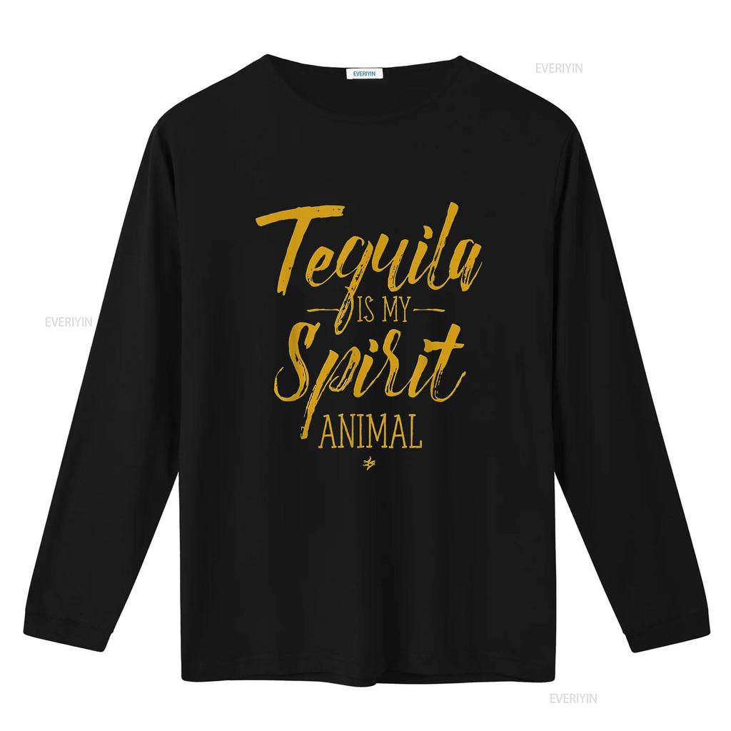 Womens Tequila Is My Spirit Animal T Shirt Black 2XL vintage Washed Breathable Slightly Versatile streetwear Stylish fashion