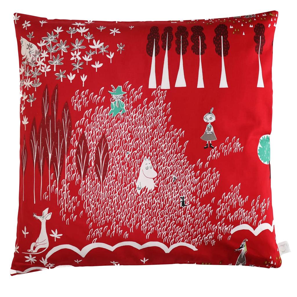 Quarter Report Moomin Zabuton Cover Approximately 55 X 59 Meisen Cotton In (MOOMIN) (Cushion) "I'm Here" Red, Cm, Size, 100% [Made Japan]