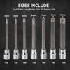 3/8inch Torx Star Bit Socket Set Drive Extra Long T25, T30, T40, T45, T50, T55, T60 Size 7Pcs Chrome-Vanadium Steel
