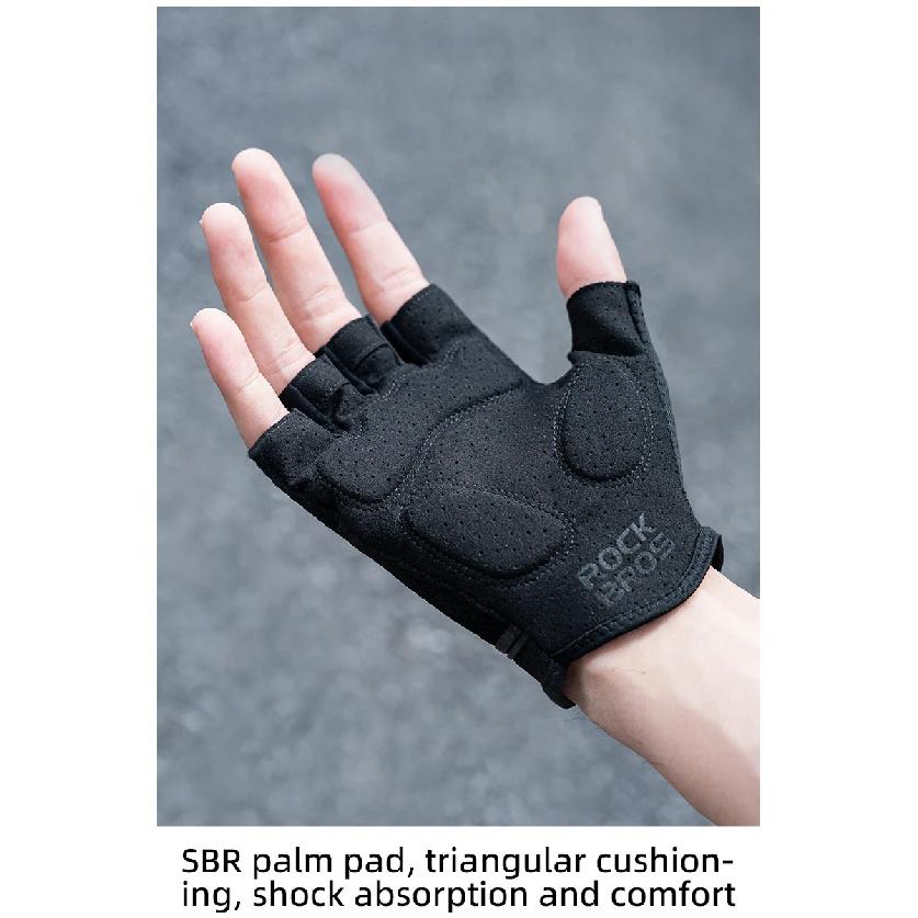 ROCKBROS Half Finger Gloves SBR Palm Pads Breathable Anti-shock Cycling Gloves High Elasticity Fitness Bicycle Fingerless Gloves