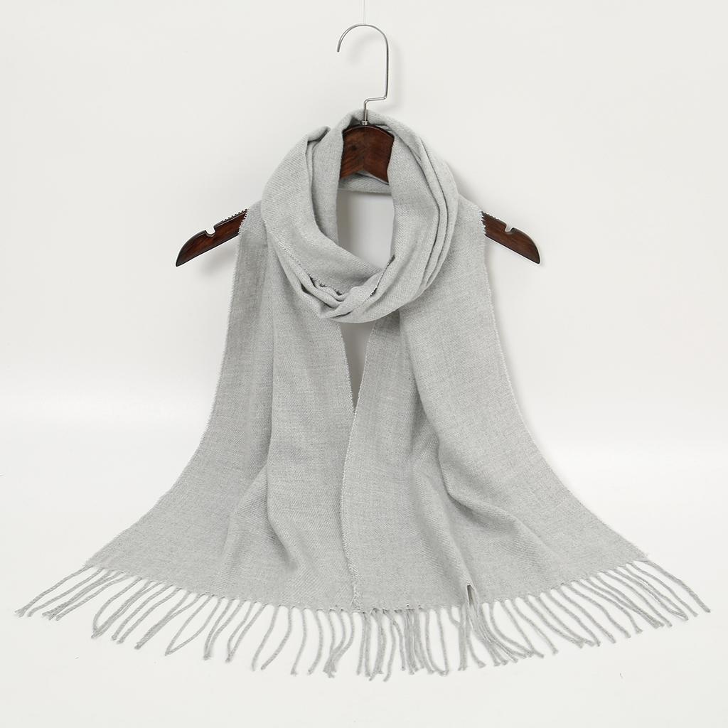 Solid Color Cashmere Scarf With Tassel Pashmina Fashion Custom Logo Women Shawl Wram Thicken Neck Protection190*32Cm