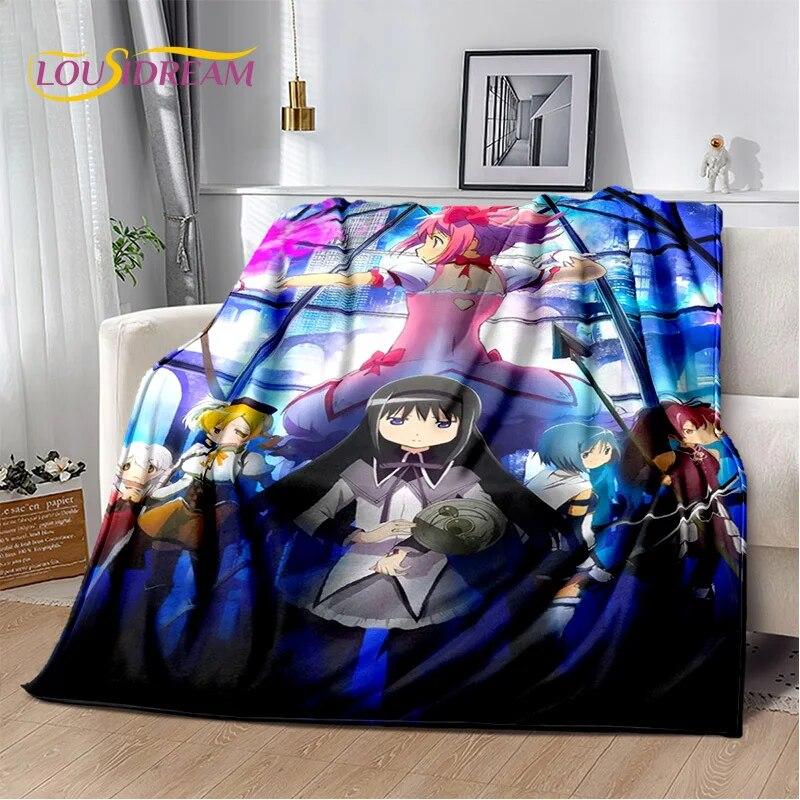

3D Cute Puella Magi Madoka Magica Мультяшна ковдра, м яка ковдра для дому, спальні, ліжка, дивана для пікніка, дорожня ковдра, дитяча 100x150cm