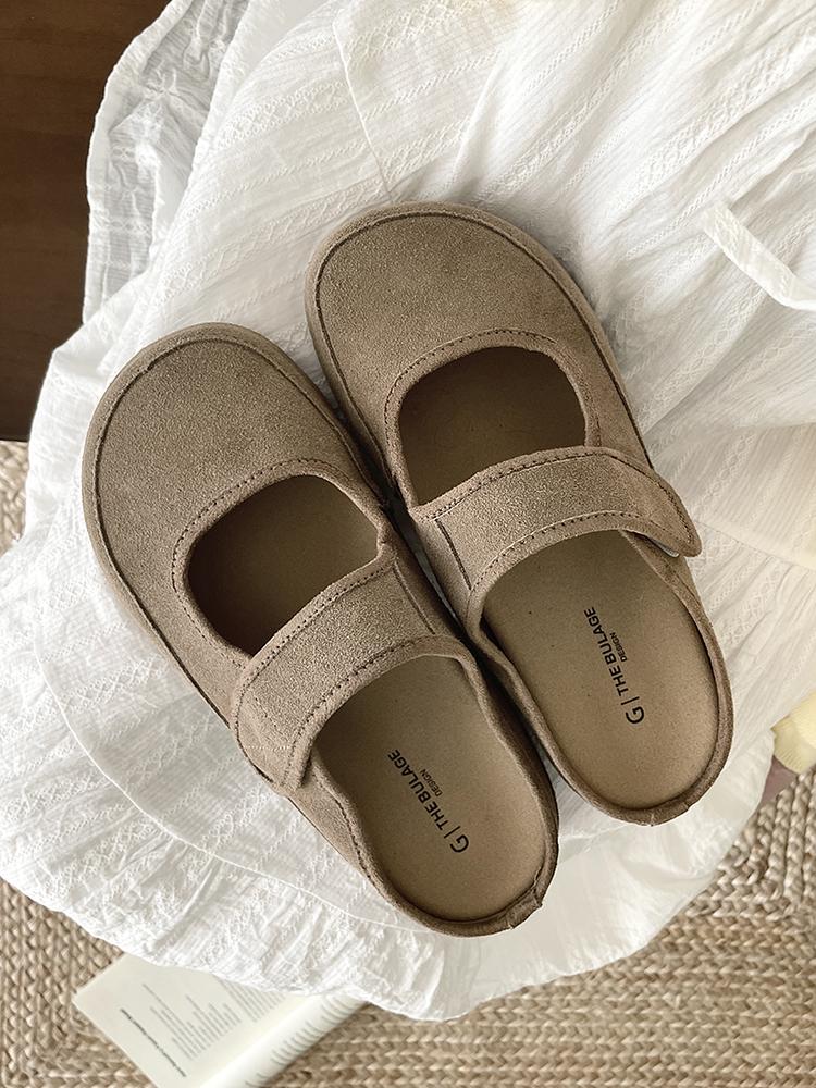 Fashion Women Clogs Cow Suede Leather Mules Slippers Lady Spring Summer Slip on Flats Female Beige Low-heeled Comfort New Girls Clogs