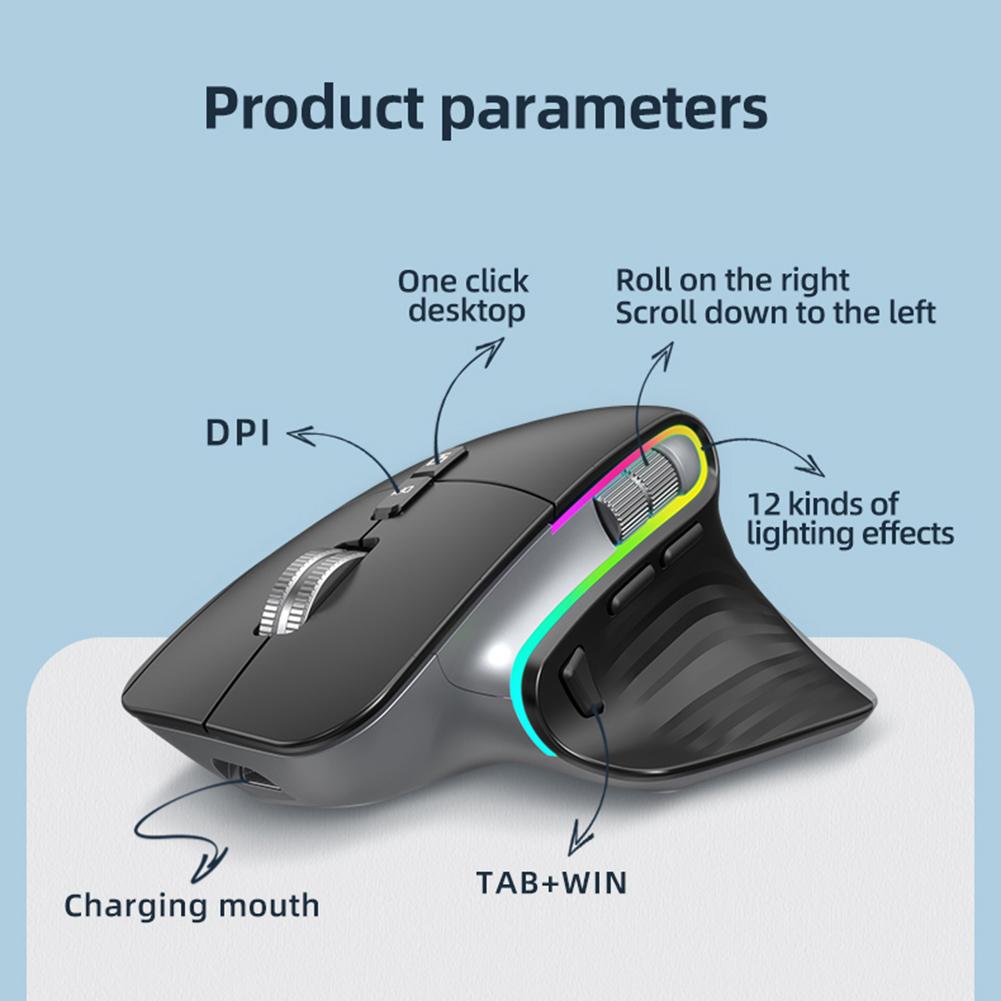 Gaming Mouse Rechargeable Bluetooth-Compatible 5.0+2.4G Optical Gamer Mice 12 Colors RGB 1000-4000DPI for Computer Gaming Office