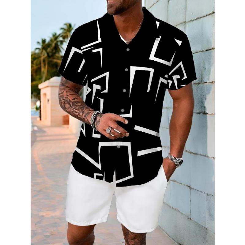 

2026 Summer New Style Men s Short-Sleeved Shirt with 3D Patterned Print for Street Casual Fashion Comfortable S