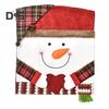 Christmas Chair Cover Cartoon Santa Claus/Snowman/Reindeer Chair Slipcover Holiday Stool Seat Cover for Dining Room Decoration