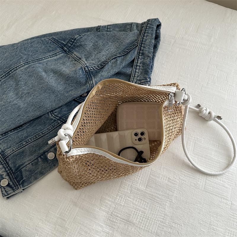 Handwoven Tote Bag Fashion Retro Straw Weaving Large Capacity For Daily Use