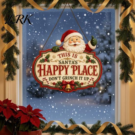 Christmas Bedroom Door Decor This Is Our Blessed Happy Place Sign, Welcome Front Durable Wooden Holiday Sign Hanger Decoration, Rustic Wall