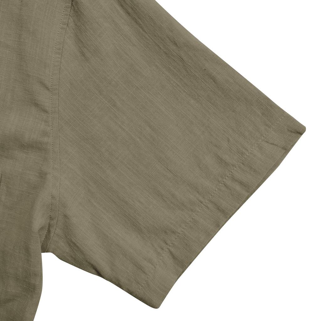 Cotton Linen Shirts for Men Solid Color Short Sleeves Henley Collar Loose Shirt Holiday Hawaiian Beach Casual Wear Comfy Fashion Menswear