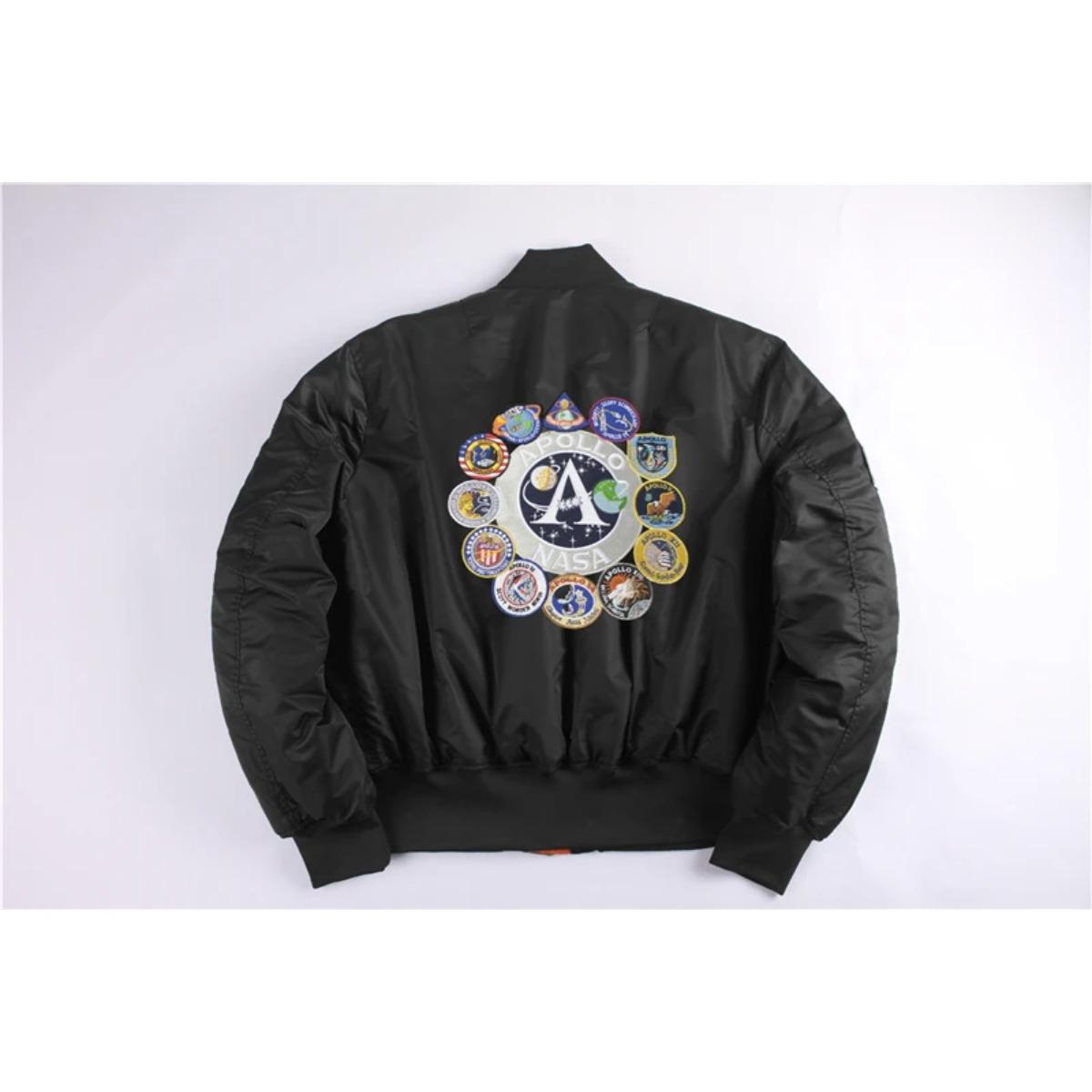 

RogueWave Зимний бомбер куртка-пилот винтажная MA-1 APOLLO мужское пальто уличная одежда теплая университетская хип-хоп бейсбольная леттерман пилот ВВС США XXL чёрный