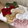 Girls Autumn Mori Peter Pan Collar Ruffle Long Sleeve T Shirt Baby Fashionable Inner Wear Base Layer Top