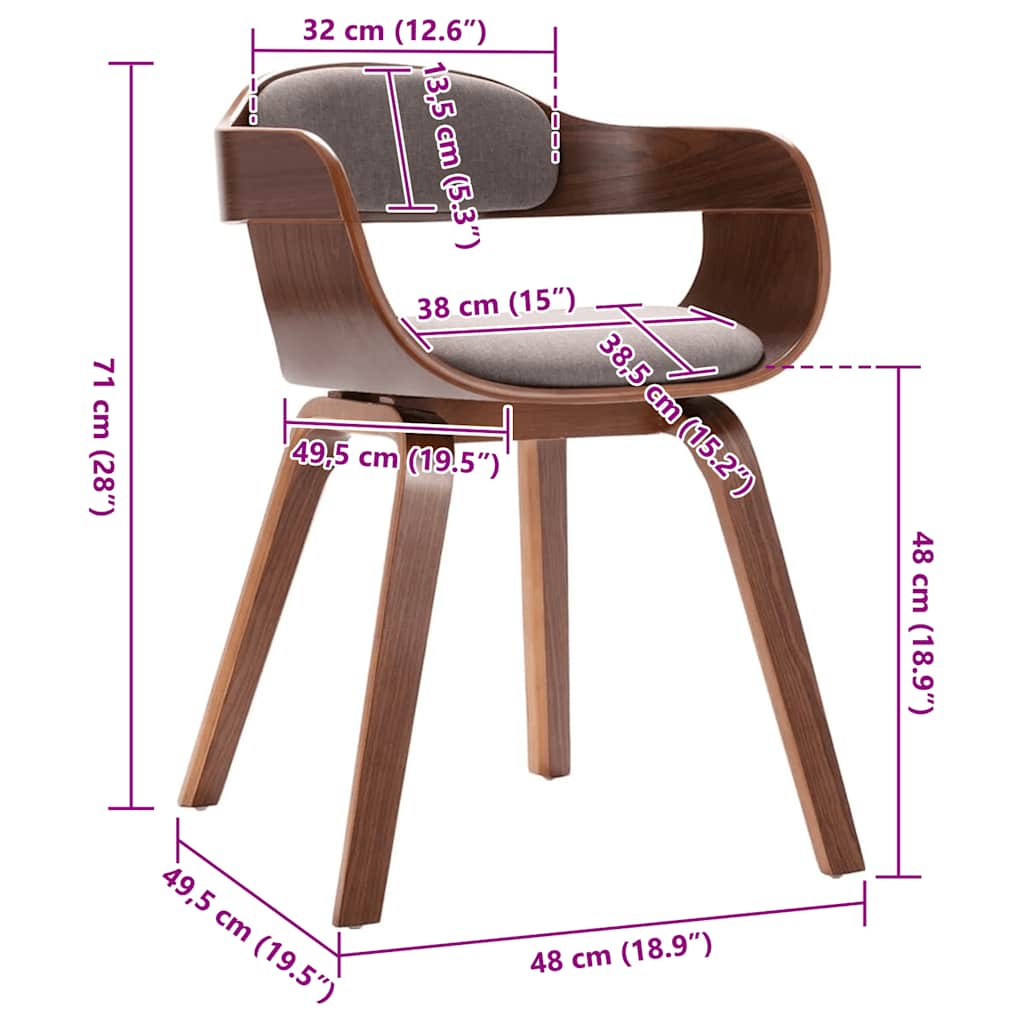 Dining Chair Beige Bentwood and Fabric