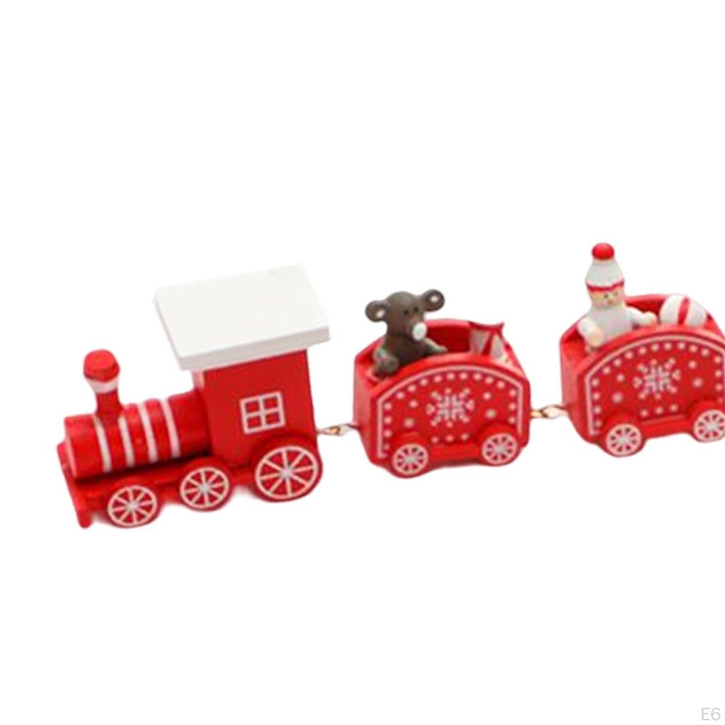Christmas Wooden Train Crafts Home Decor Painted for Festival