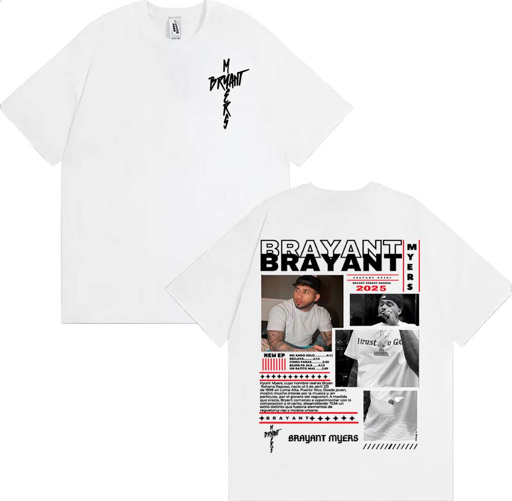 Rapper Bryant Myers 2025 Tour Graphic T Shirts Unisex Women Fashion Hip Hop Street Punk T Shirt Casual ONeck Short Sleeve Tshirts