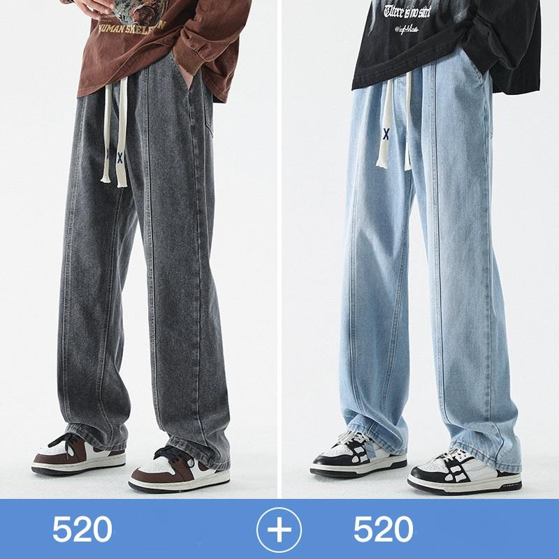 

Прямые джинсы мужские весна и осень свободные широкие брюки сращивания повседневные длинные брюки мужские XXXL