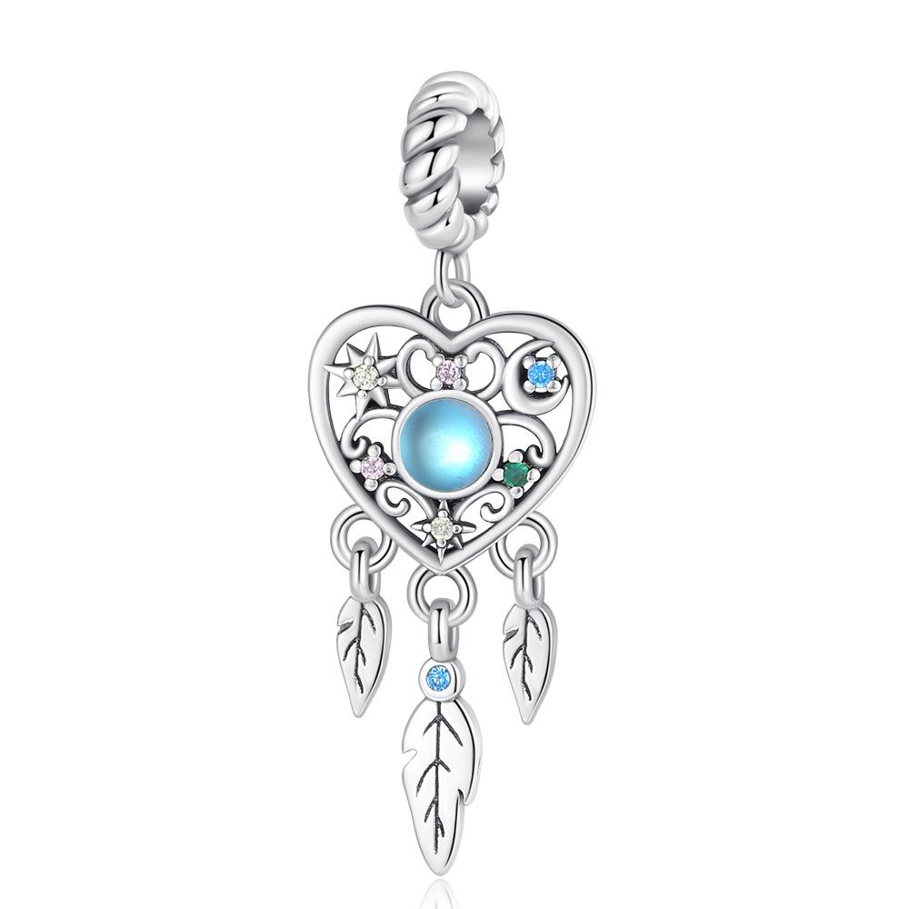 S925 Silver Handmade DIY Dreamcatcher Pendant Love Bee Charm Jewelry Accessories