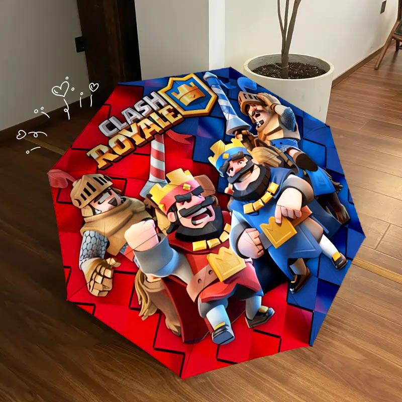 1pc Clash Royale Royal Battle Themed High-quality Umbrella,Automatic Opening and Closing Umbrella,Multi-functional Umbrella G0811071