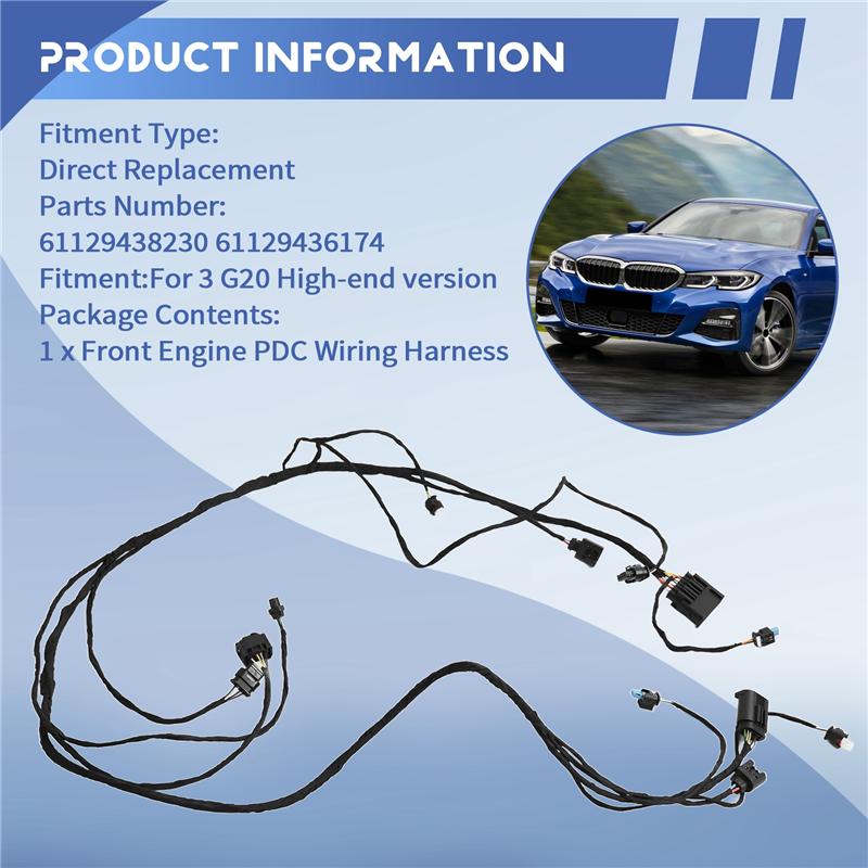 A51K-61129436174 Front Engine PDC Wiring Harness For BMW 3 G20 High-End Version Front Bumper Radar Harness