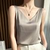 Ice Silk V-Neck Camisole for Women – Loose, Belly-Covering Satin Layer for Spring/Summer