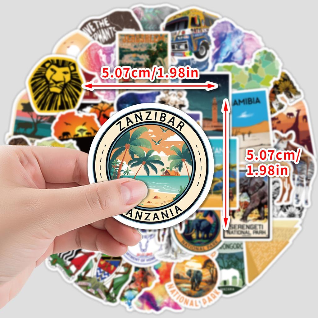 50 African Geography Series Graffiti Stickers Water Cup Suitcase Waterproof Decorative Stickers Creative DIY Stickers