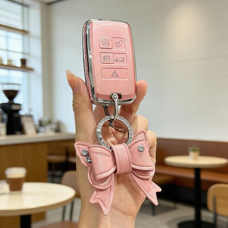 [ Side Diamonds ] 4 Buttons TPU Car Key Case Cover Shell Fob for Jaguar XE XF F-PACE & Land Rover Range Rover Evoque Discovery S