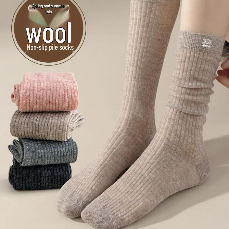 Women s Ballet Style Hollow Wool Lace Socks - Spring & Summer Calf Length White
