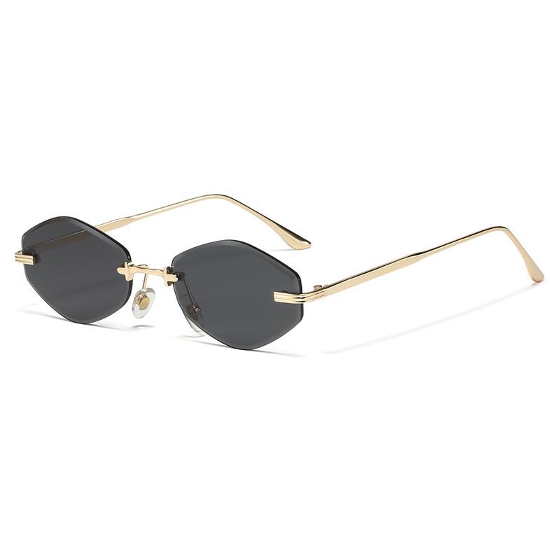 Fashion Rimless Sunglasses for Women Vintage Retro Trendy Design Metal Material Small Frame Vintage Rhombus Rimless UV400 Shades Men Eyeglasses