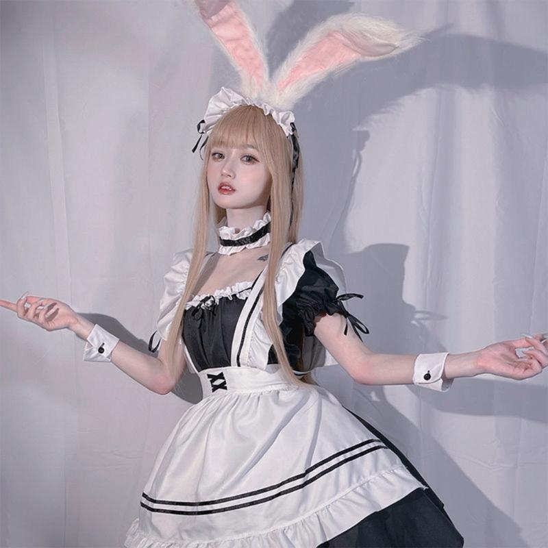 White Furry Headdress Cat Ears Hair Clip One Pair Barrettes with Headband