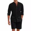 Men's Ruffled Short Sleeve Shirt Shorts Outfit