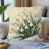 1 Stück Vintage Schneeglöckchen Blumen Kissenbezug, Polyester 2D Zweiseitiger Druck, Winter Schnee Blume Botanische Kunst, Cottagecore Haus De