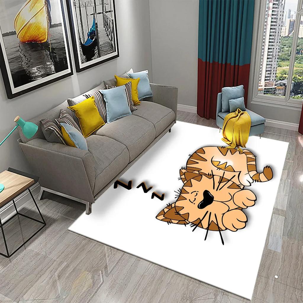 Cartoon Animal Cute Cat Pattern Carpet King Size Home Decor Bedroom Living Room Bathroom Household Floor Mat Non-slip Carpets
