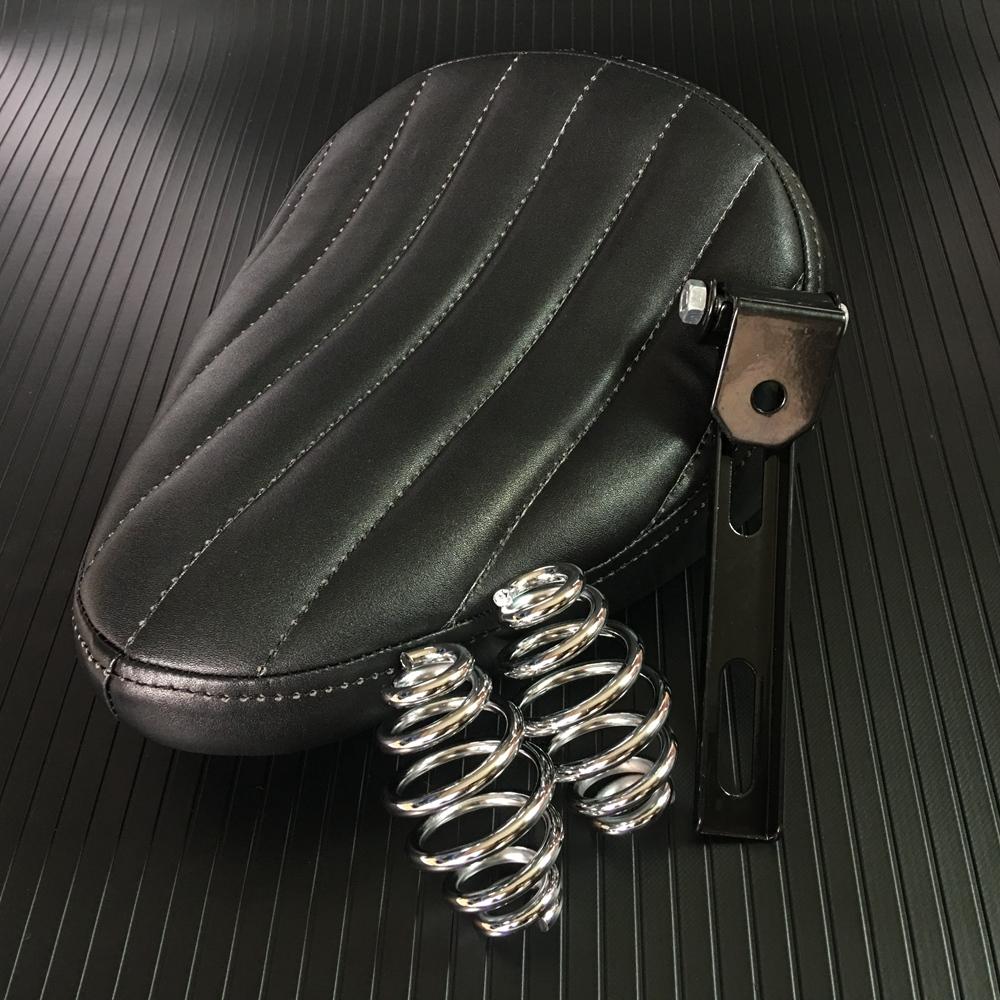 Black Motorcycle Roll Leather Solo Seat & Spring + Saddle Bracket Universal For Harley Sportster 883 XL Chopper