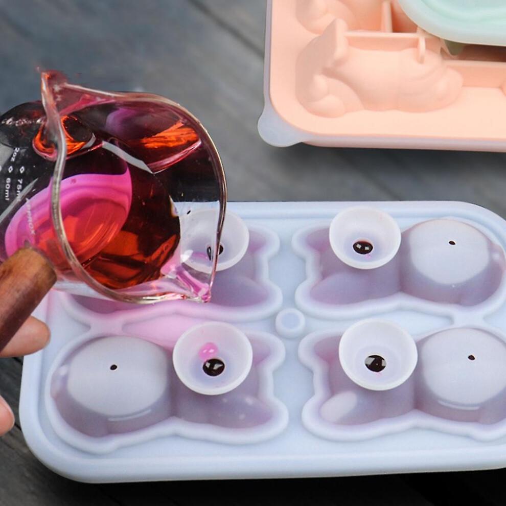 (Blue) Bulldog Ice Cube Tray Bulldog Shaped Ice Cube Mold Silicone Ice Cube Tray