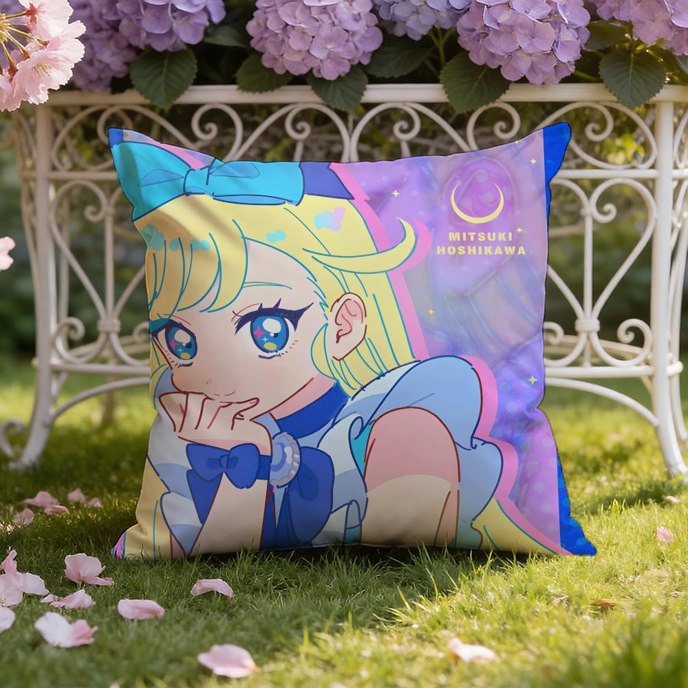 Cute Anime H-Himitsu no AiPri Cushion Cover Home & Car Dual-Scene Pillow Cover: Reversible for Premium Comfort