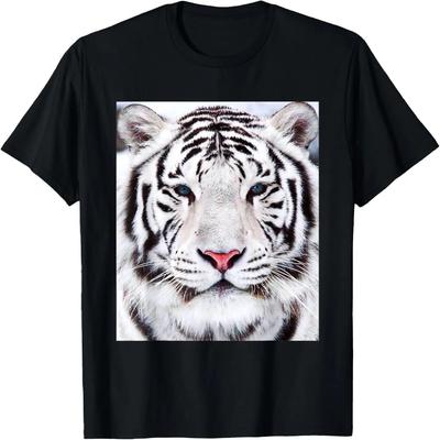Cool Wild White Tiger T Shirt, Leopard Tiger Graphic Design T-Shirt