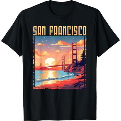 San Francisco California Golden Gate Bridge Vacation T-Shirt(1)